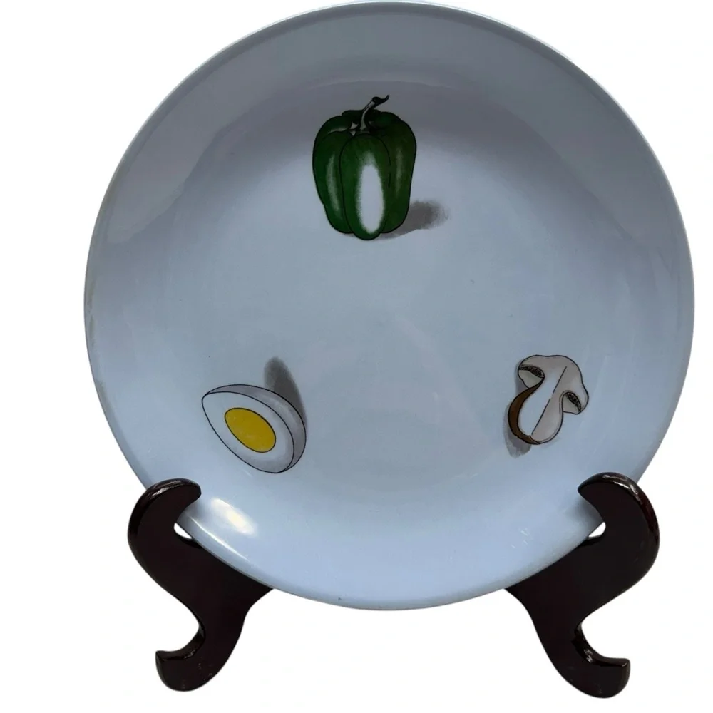 Societa Ceramica Italiana Laveno Plates Set Of 4 Blue 9” Vegetables Garden